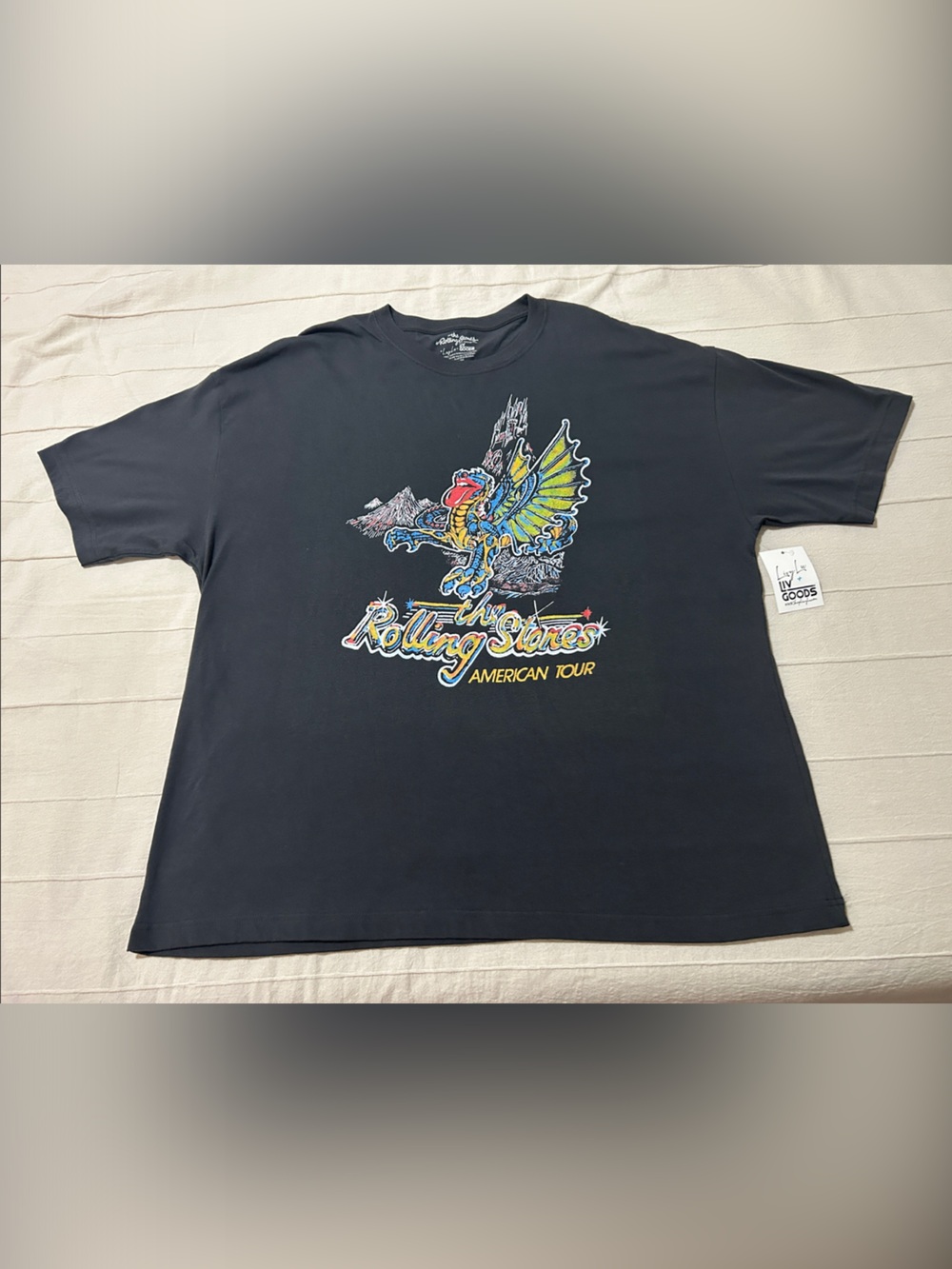 NWT Livy Lu The Rolling Stones American Dragon Tour Tee Charcoal O/S